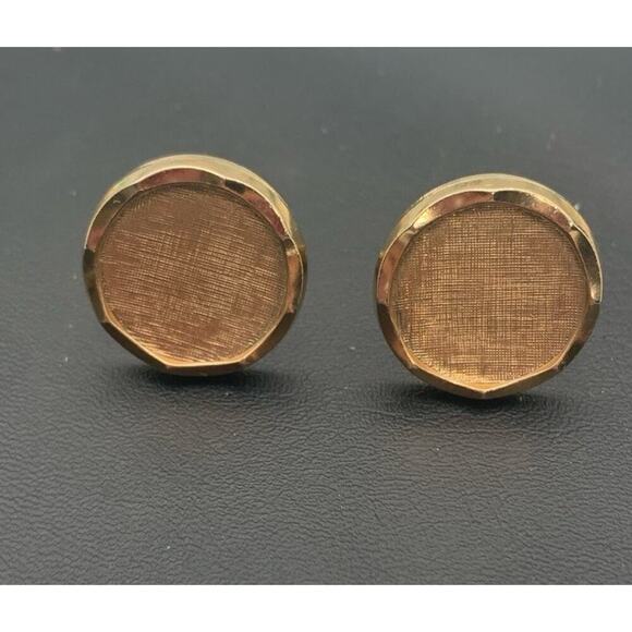 Vintage Foster Round Brushed Gold Tone Cuff Links Signed - Picture 2 of 5